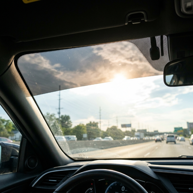 Windshield brow strip detail