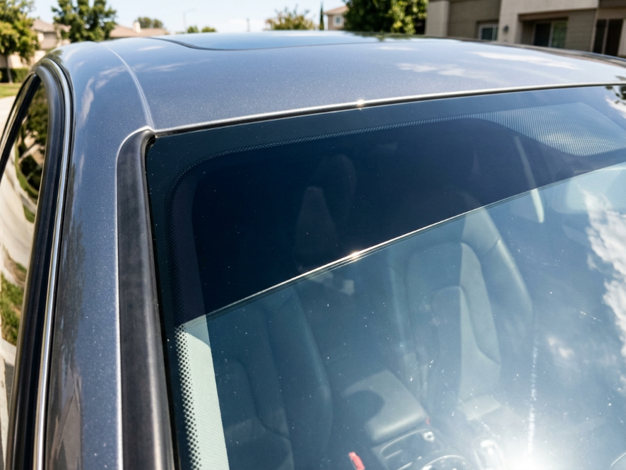 Windshield brow strip and visor tint add-on